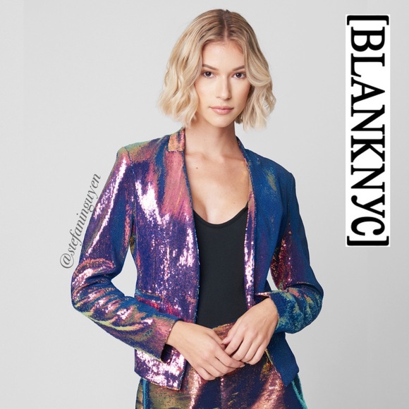 Blank Nyc Jackets \u0026 Coats | Blanknyc Cosmic Charge Sequin Jacket | Color: Green/Red | Size: S | Stefaninguyen's Closet